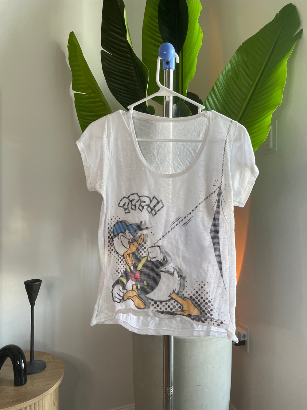 White Donald Duck Graphic Short Sleeve Tee - Women's